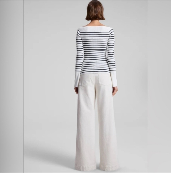 A.L.C. Anya Striped Knit Ribbed Boatneck Top Size Small - Picture 2 of 15